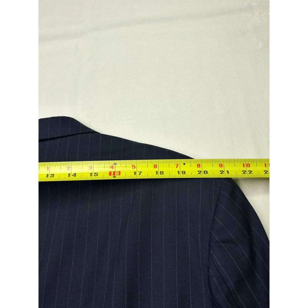 Brooks Brothers Mens 46‎ LG Navy Blue Pinstripe 100% Pure Wool Blazer Suit USA